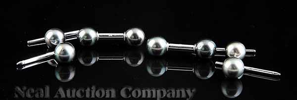 Appraisal: An kt White Gold and mm Black Pearl Stud Set