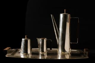 Appraisal: Mexican Modernist Sterling Coffee Set Mexican circa s A Modernist