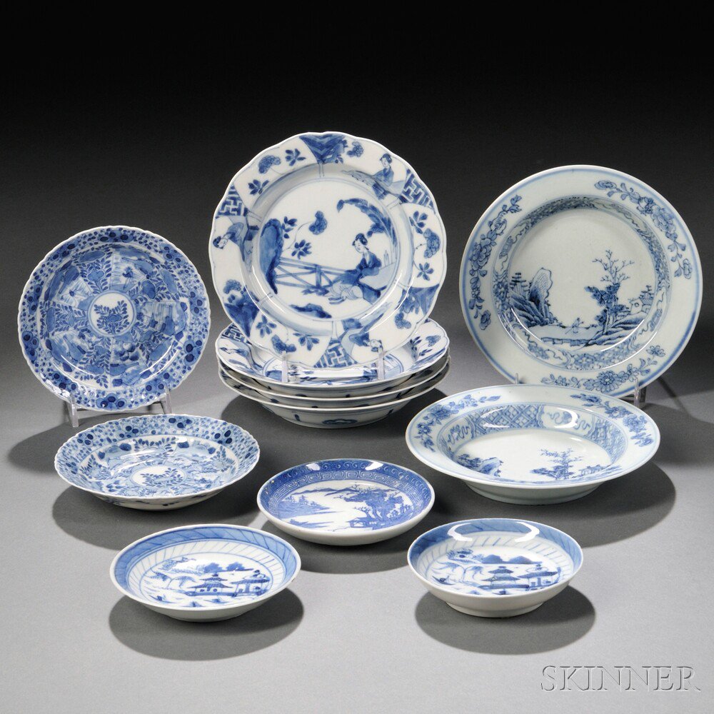 Appraisal: Eleven Blue and White Tableware Items China mostly th century