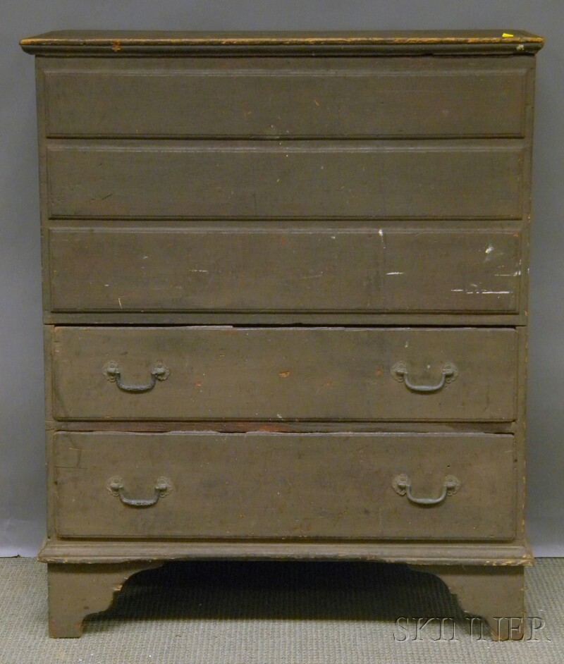 Appraisal: Painted Pine Blanket Chest over Two Long Drawers ht wd