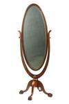 Appraisal: MIRROR - Oval mahogany ball and claw footed cheval mirror