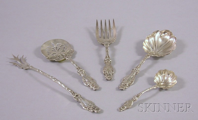 Appraisal: Five Sterling Silver Serving Pieces recast approx troy oz