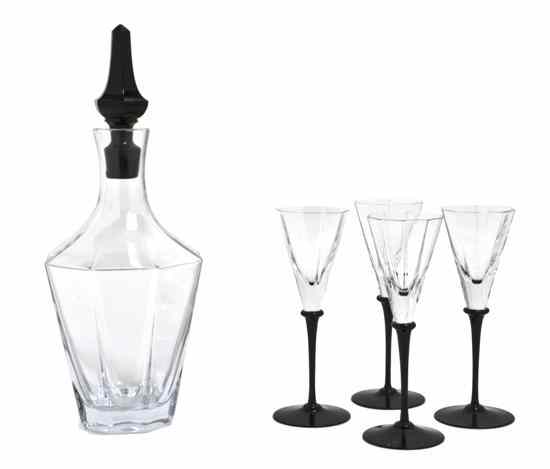 Appraisal: A Cartier Glass Cordial Service for Four the polygon shaped