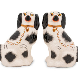 Appraisal: Two Pairs of Staffordshire Whippets and Spaniels spaniel height inches