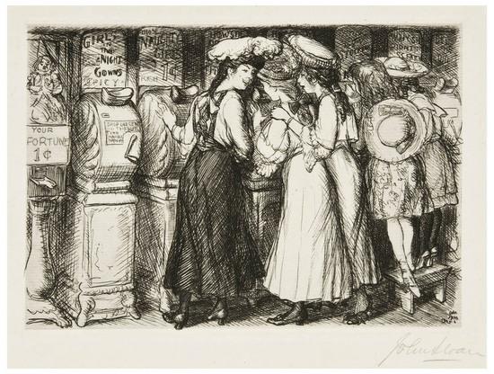 Appraisal: John Sloan - Fun One Cent M Etching signed in