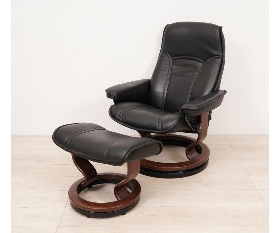 Appraisal: J E Ekornes Stressless Norwegian modern chair and ottoman Chair