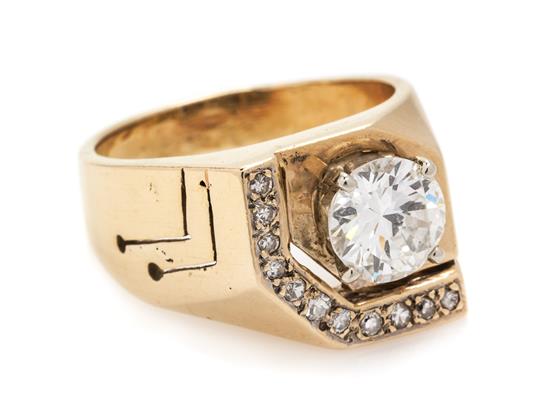 Appraisal: Sale Lot A Yellow Gold and Diamond Ring containing one