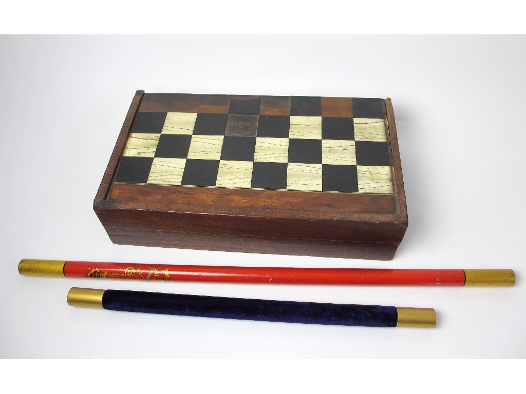 Appraisal: A th century ebony and ivory games board and box