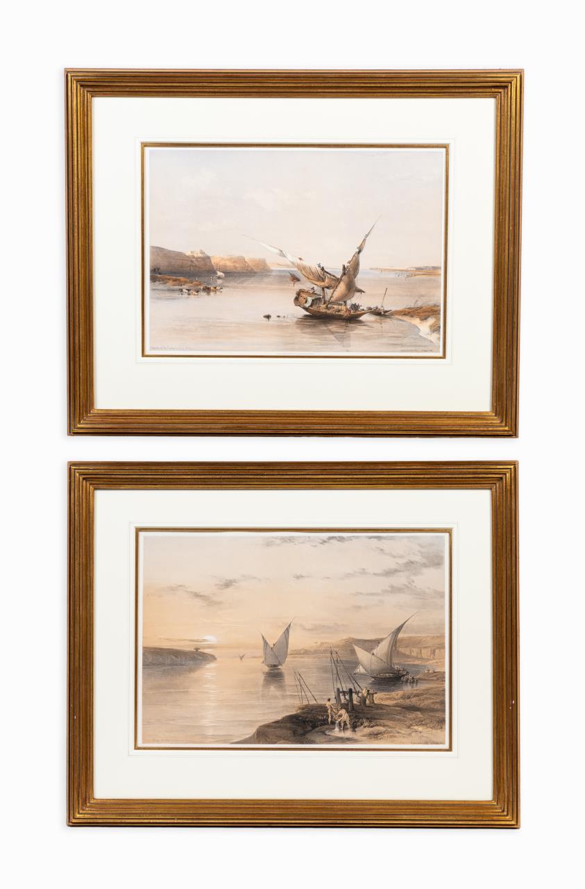 Appraisal: LITHOS AFTER DAVID ROBERTS BOATS ON THE NILE Two lithographs