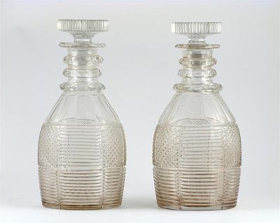 Appraisal: A pair of Prussian decanters and stoppers cut with diamond