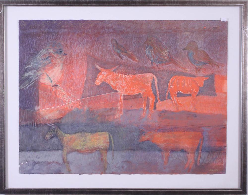 Appraisal: PATRICIA FREEMAN-MARTIN Terrebonne Oregon st century mixed media monotype Steers