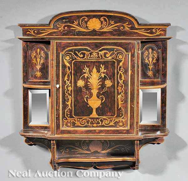 Appraisal: An Edwardian Mahogany and Satinwood Marquetry Wall Cabinet early th