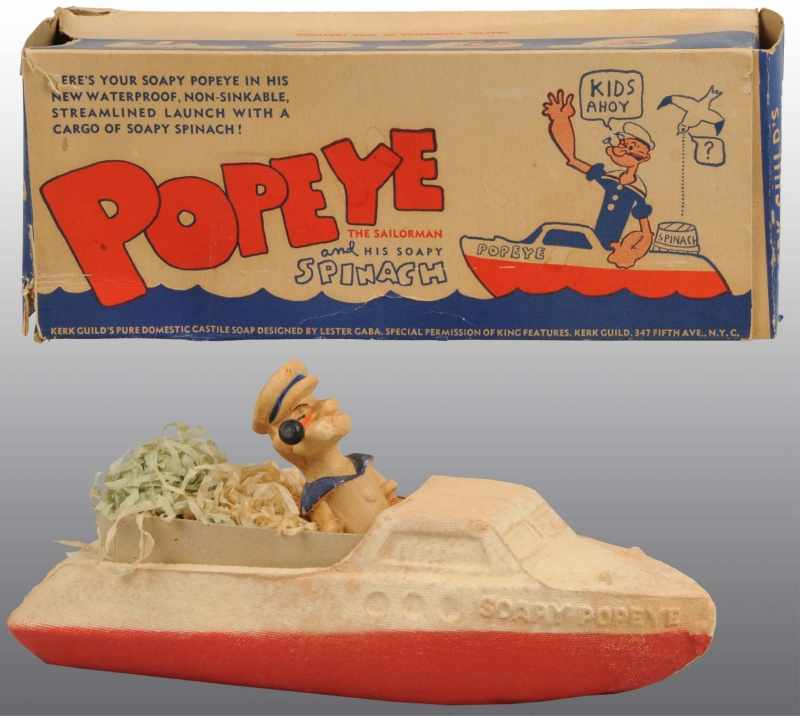 Appraisal: Popeye in Boat Set Description Circa Popeye soap figure in