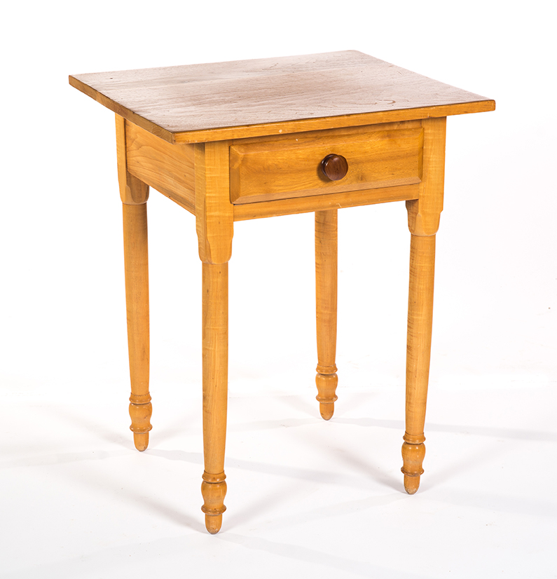 Appraisal: ONE-DRAWER WORK TABLE American nd half- th century Dovetailed drawer