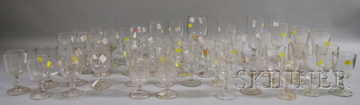 Appraisal: Thirty-one Colorless Glass Goblets and Eighteen Colorless Glass Bar Goblets