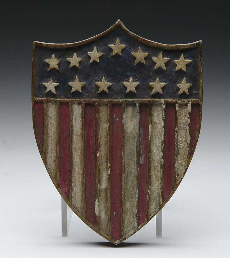 Appraisal: CARVED AND PAINTED U S SHIELD BY HENRY COLE The