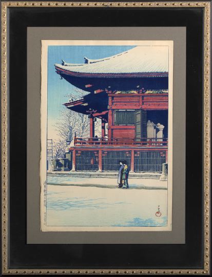 Appraisal: Dramatic Framed Japanese Woodblock Print th century signed Hasui depicting