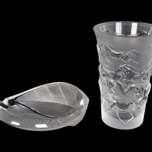 Appraisal: A Lalique Molded and Frosted Glass Vase and a Lalique