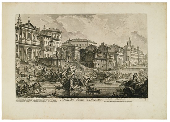 Appraisal: GIOVANNI B PIRANESI Veduta del Porto di Ripetta Etching x