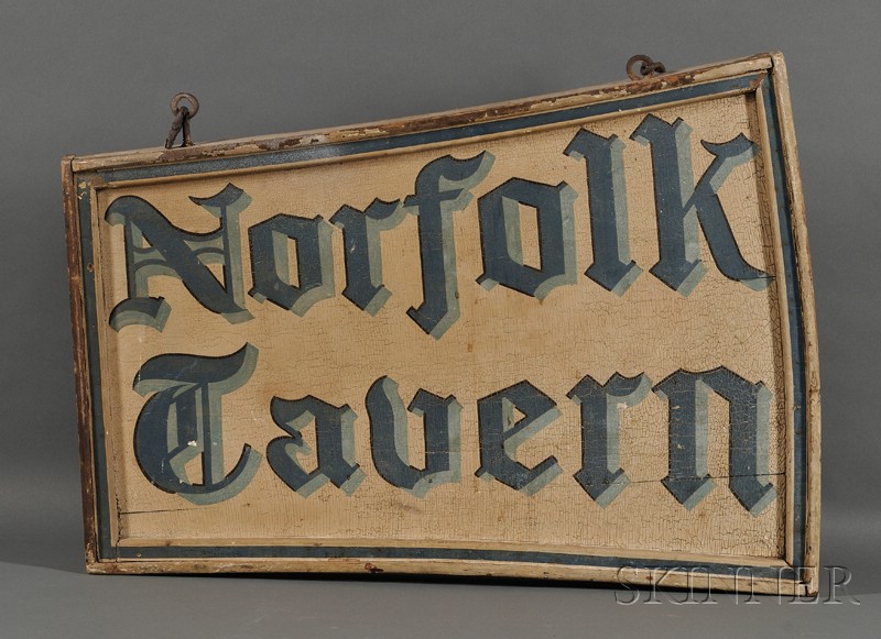 Appraisal: Painted Wooden Norfolk Tavern Sign America th century double-sided sign