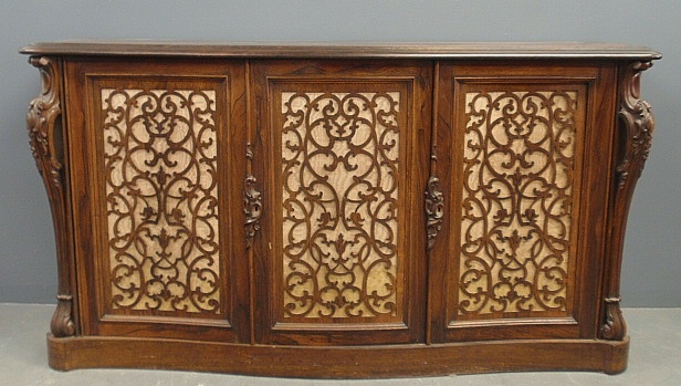 Appraisal: - Continental rosewood cabinet with pierced carved doors h x