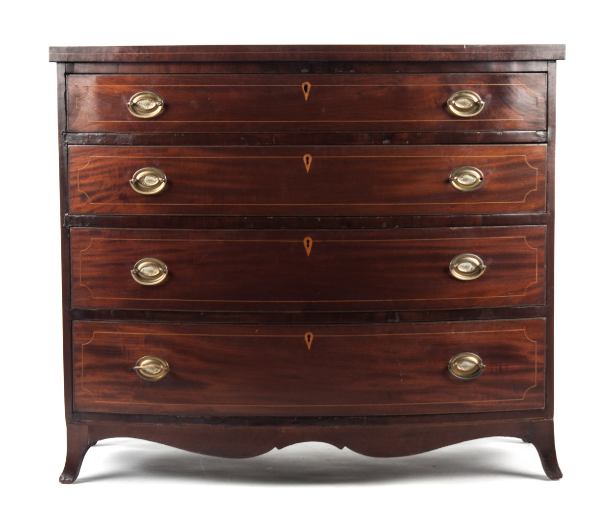 Appraisal: Federal mahogany bow-front chest Mid-Atlantic states circa four drawers in