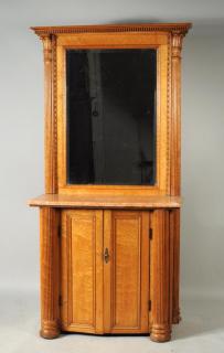 Appraisal: Continental Neoclassical Mirrored Cabinet Continental neoclassical bird's eye maple and