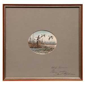 Appraisal: David Hagerbaumer American - Flying Geese Watercolor signed David Hagerbaumer