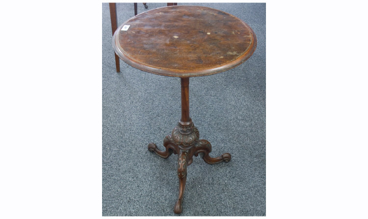 Appraisal: Victorian Mahogany Tripod Table The Circular Top Inch Diameter Raised