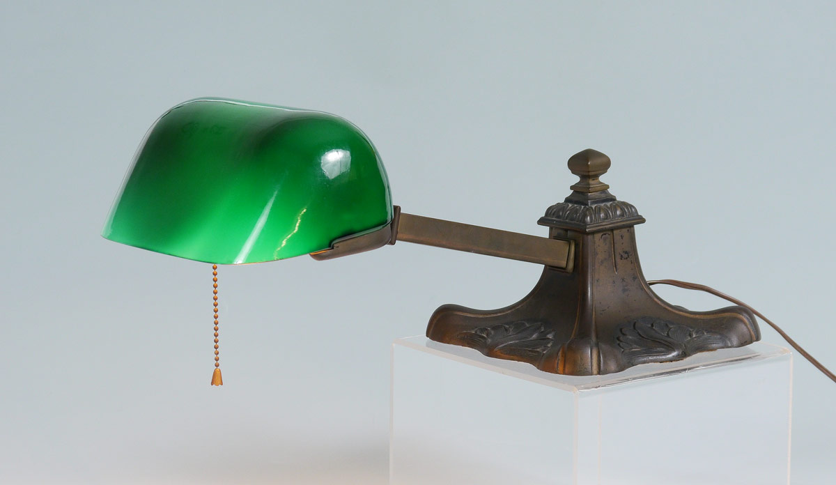 Appraisal: SIGNED EMERALITE PIANO LAMP Sometimes referred to as a roll-top