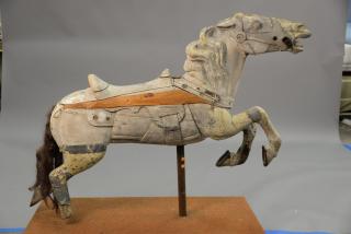 Appraisal: Carousel horse partially restored stripped ht in lg in Carousel