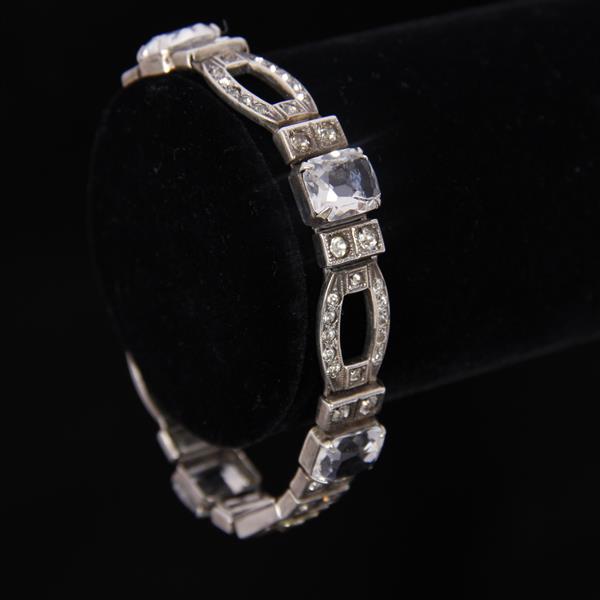 Appraisal: Vintage PAYCO Sterling Silver Art Deco Open Link Rhinestone Bracelet