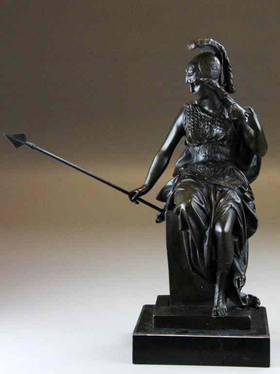 Appraisal: After Dimitri Chiparus Bronze SculptureDepicting a seated Roman warrior on