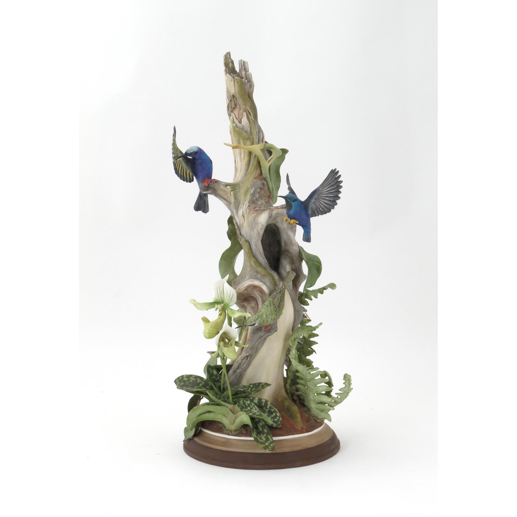 Appraisal: Bohem Porcelain Triple Figural Sugarbirds Limited Edition of birds on