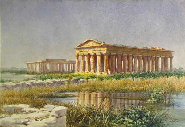 Appraisal: Gaetano Capone Italian - The ruins at Paestum Italy signed