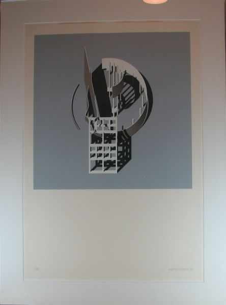 Appraisal: Arata Isozaki ''Town Hall'' Silkscreen '' x '' canvas ''