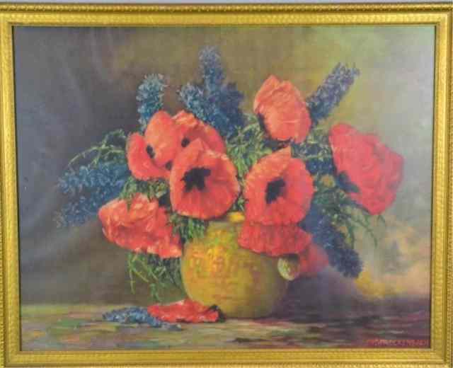 Appraisal: MAX T STRECKENBACH FLOWER PRINTOld print still maintains vibrant reds