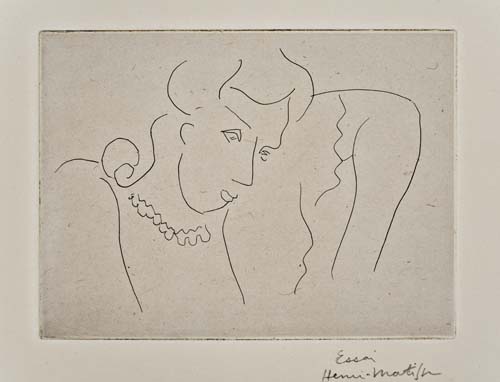 Appraisal: HENRI MATISSE Jeune femme au collier Etching on grayish chine