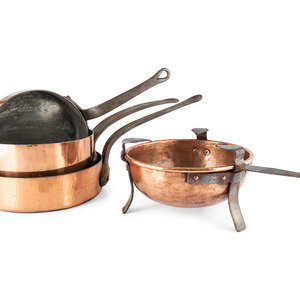 Appraisal: Nine Copper Cooking Vessels French and American Late th Early