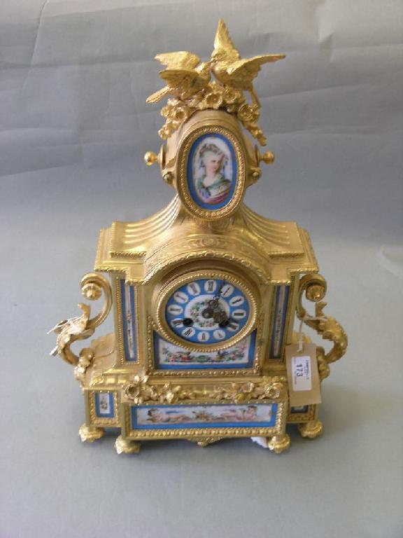 Appraisal: A mid th century French gilt metal mantel clock with