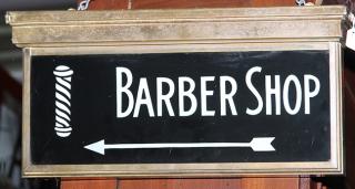 Appraisal: Bronze Barber Shop hotel lobby sign light up x Bronze