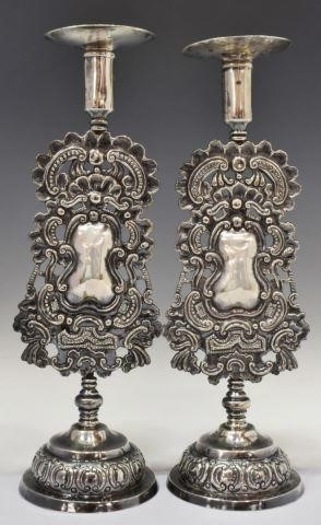 Appraisal: pair Spanish Colonial style silver content unknown candlesticks wide bobeche