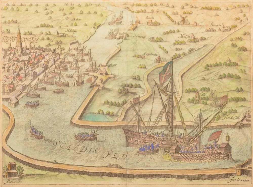 Appraisal: th C War Map Waterway Titled Scaldis Flu Early th