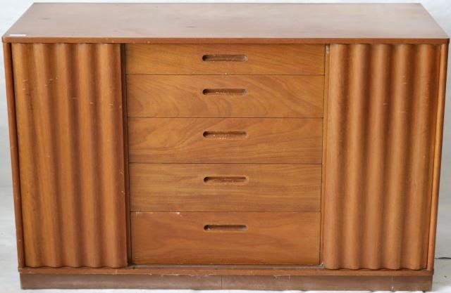 Appraisal: DUNBAR MID-CENTURY SIDEBOARD BY EDWARD WORMLYDESIGNER AMBER MAHOGANY FINISH GRADUATED