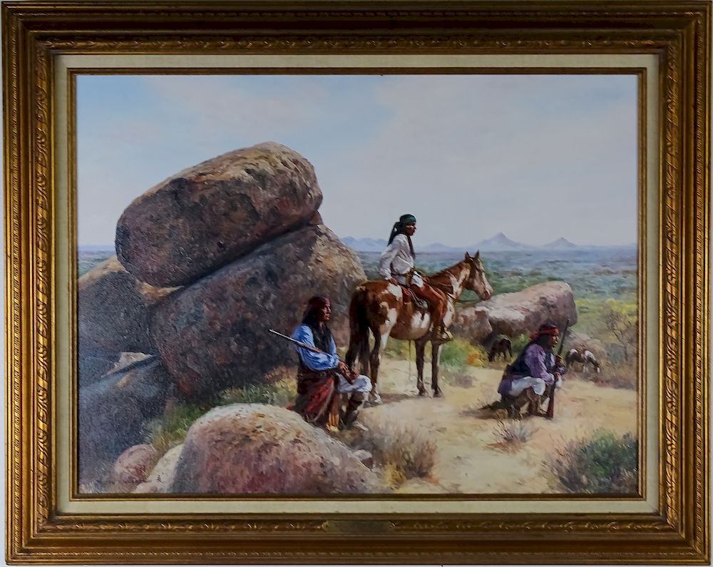 Appraisal: Hubert Wackermann b American Indian Painting Signed original oil on