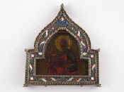 Appraisal: A Russian cloisonne enamelled silver framed panagia of Metropolitan Dmitri