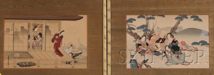 Appraisal: Two Japanese Woodblock Prints Joyful Spring after a th century