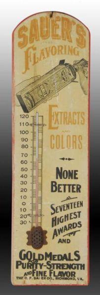 Appraisal: Sauer's Extracts Wooden Thermometer Description Medium soiling some stains and