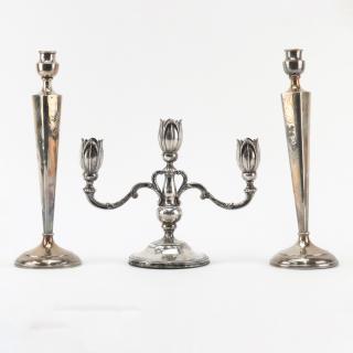 Appraisal: Pair of Sterling Silver Candle Sticks and A Weighted Silver