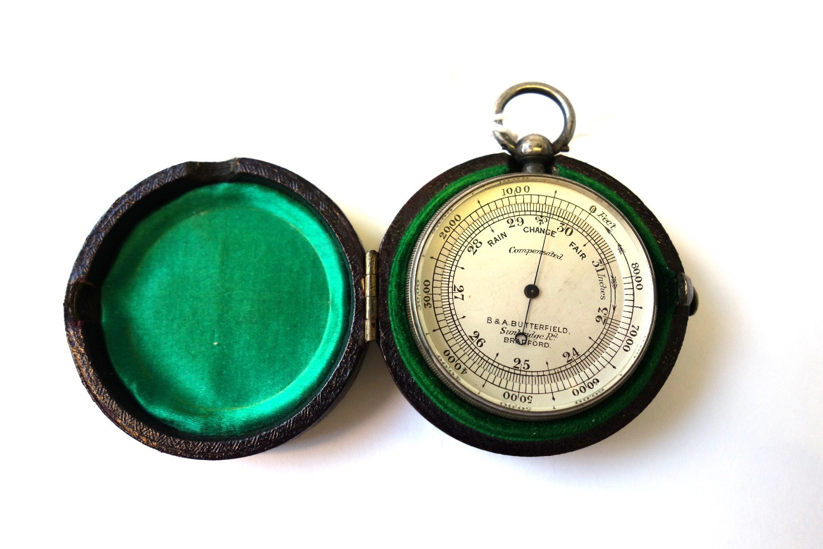 Appraisal: A silver plated pocket barometer circa by B A Butterfield